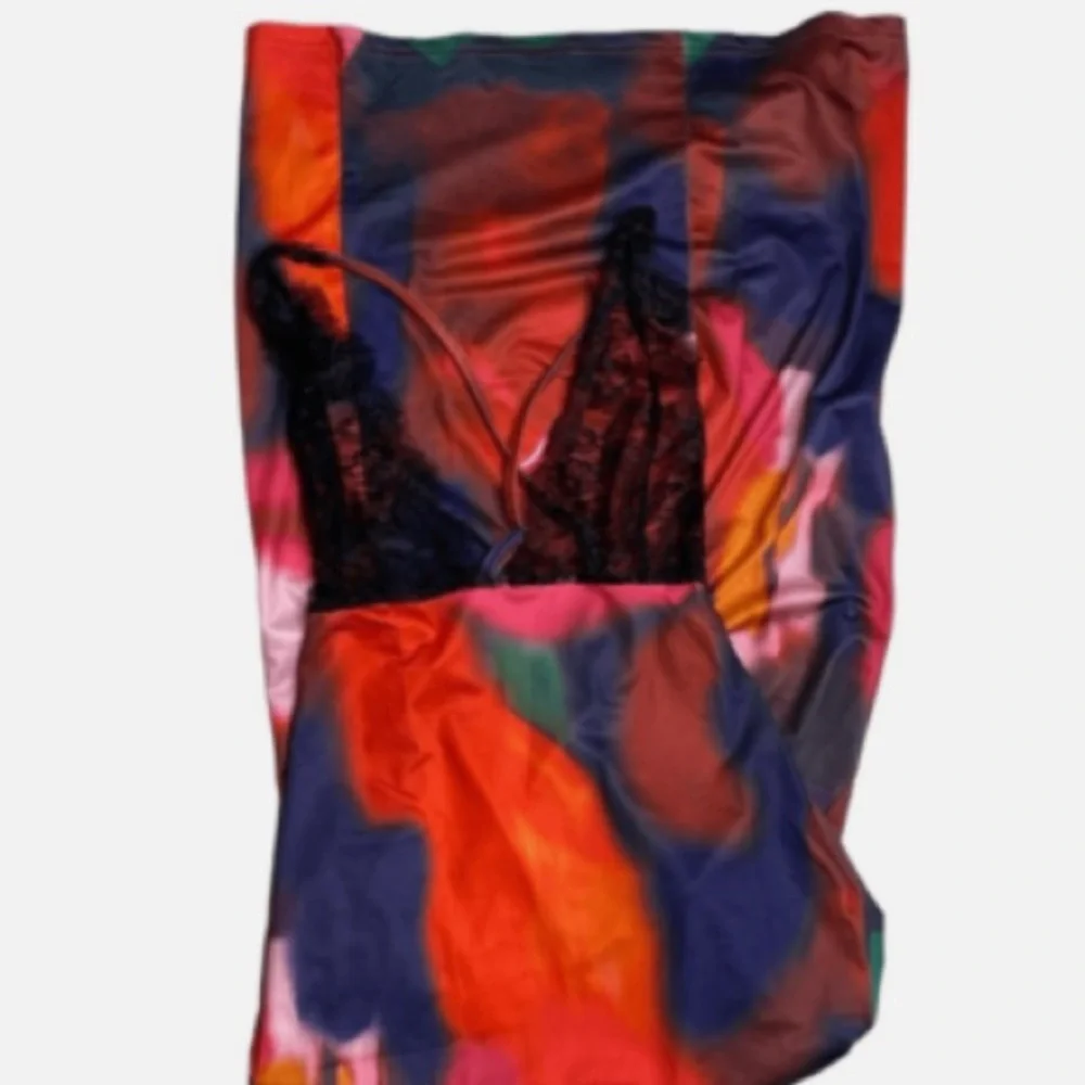 Sexy rainbow Multicolor Backless Dress lace dress
NIPS ARE SEE THROUGH - Picture 4 of 6